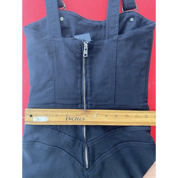 NWT Guess Super Skinny Fit Rosemary Jumpsuit Sz XS High-Waisted Adj Straps Black - Picture 13 of 14